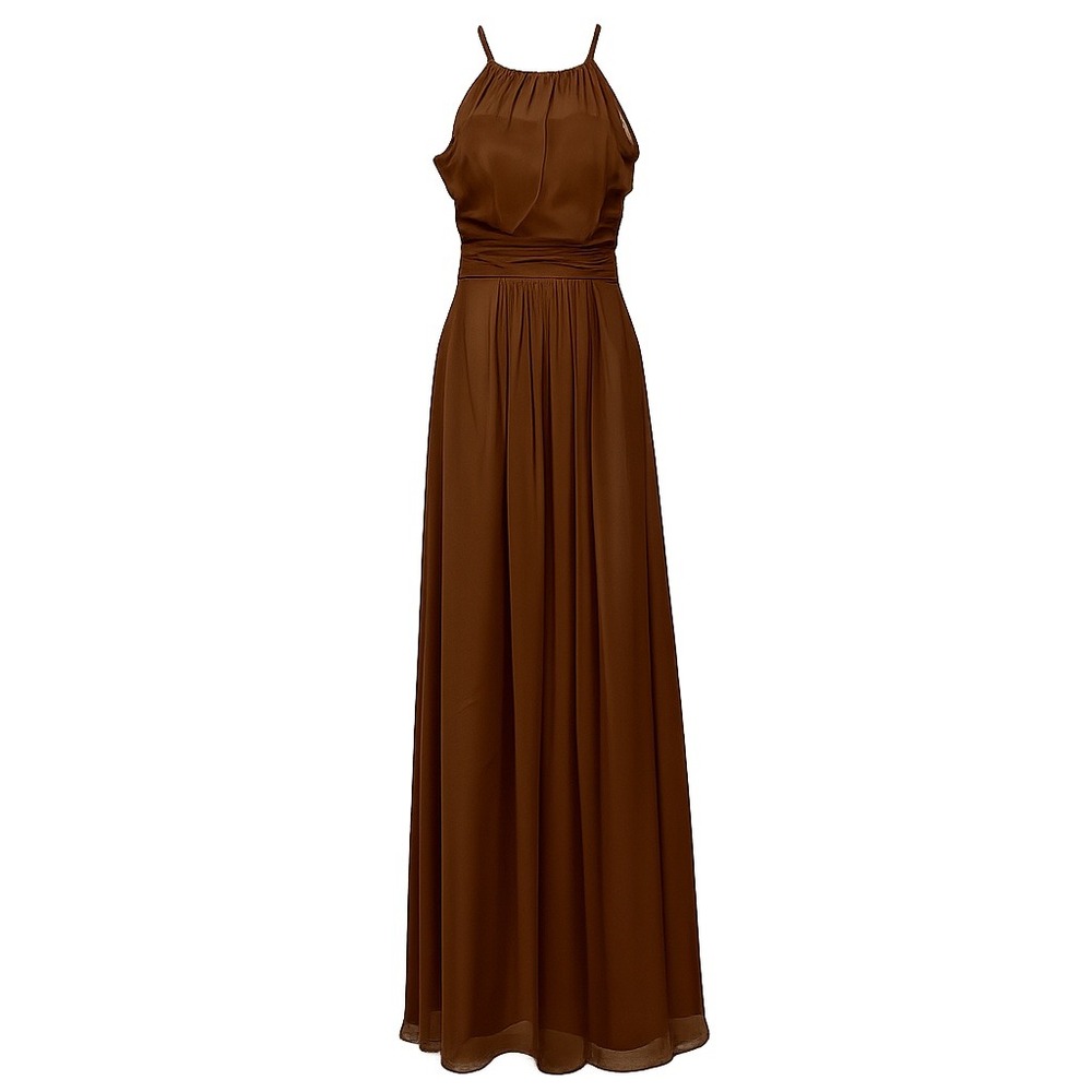 NWT Light In The Box Romantic Luxury Maxi Dress Women's US 8 Brown Flowy Evening